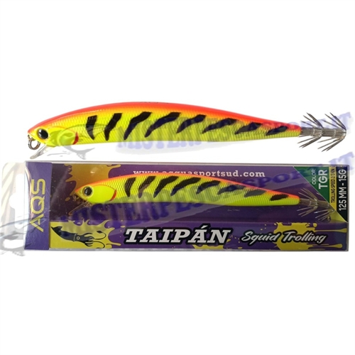 artificiale calamari AQS Taipan squid trolling col. TGR 125mm. pesca a spinnig a calamari e seppie