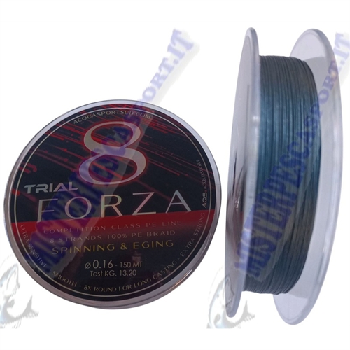 Special braid 8 trial forza AQS pesca a spinning pesca eging trecciato 8 capi 0,16 150 m  speciale portata kg. 13,200 pescaseppi