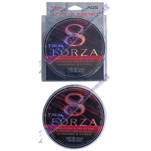 Special braid 8 trial forza AQS pesca a spinning pesca eging trecciato 8 capi 0,18 150 m  speciale portata kg. 15,400