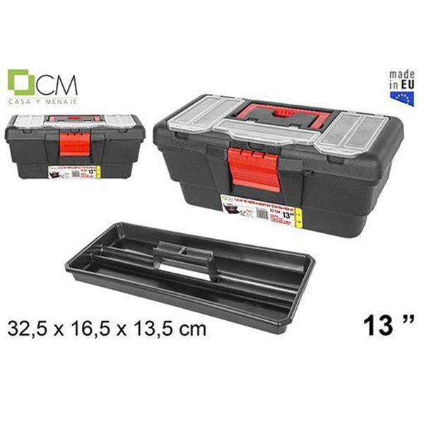 Cassetta porta attrezzi in plastica con vassoio 33 cm 13