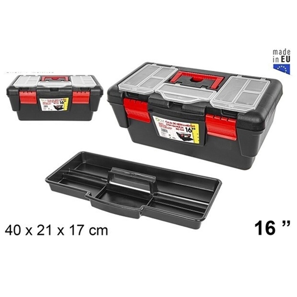 Cassetta attrezzi in plastica con vassoio 40 cm x 21 x 17