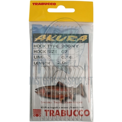 ami legati a mano trabucco akura serie 200NY  filo terminale lungo 2 metri per la pesca alla bolognese, alla spigola, innesco de