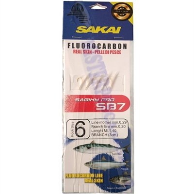 Filosa sabiki real skin Sakai amo n.6 fluorocarbon vera pelle di pesce, pesca bolentino al sugallo, sgombri, palamiti, pesca tai