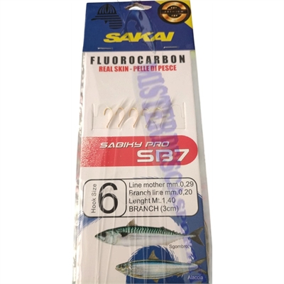 Filosa sabiki real skin Sakai amo n.8 fluorocarbon vera pelle di pesce, pesca bolentino al sugallo, sgombri, palamiti, pesca tai