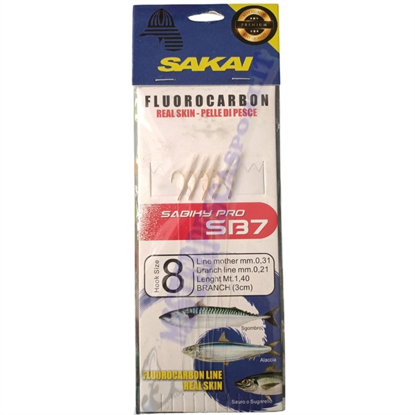 Filosa sabiki real skin Sakai amo n.8 fluorocarbon vera pelle di pesce, pesca bolentino al sugallo, sgombri, palamiti, pesca tai