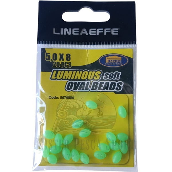 perline ovali morbide 5x8mm.   florescienti per montaggio terminali da surf casting,