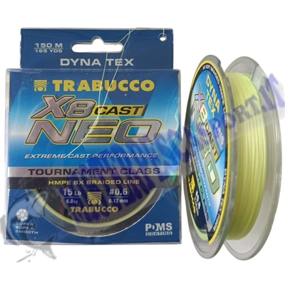 Trecciato Dina Tex X8 cast Neo PE 0.6 diam. 0,12 portata 15lb 6,8 kg extreme cast performance super soft per la pesca a spinning