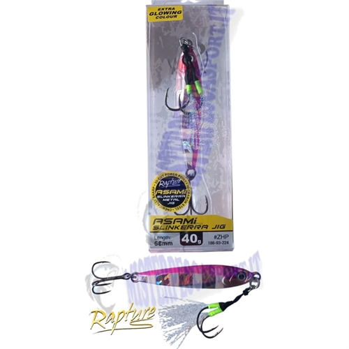 Asami slinkerra metal jig slow fall Rapture 40gr  68mm extra glowing colour ZHP pesca a jig alle ricciole, dentici, cernie, sull