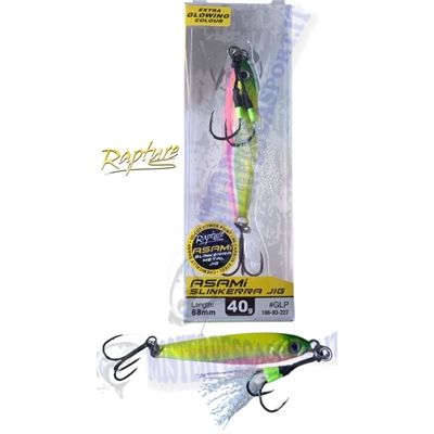 Asami slinkerra metal jig slow fall Rapture 40gr  68mm extra glowing colour GLP pesca a jig alle ricciole, dentici, cernie, sull