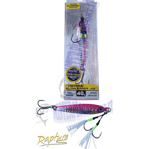 Asami slinkerra metal jig slow fall Rapture 40gr  68mm extra glowing colour PKR pesca a jig alle ricciole, dentici, cernie, sull