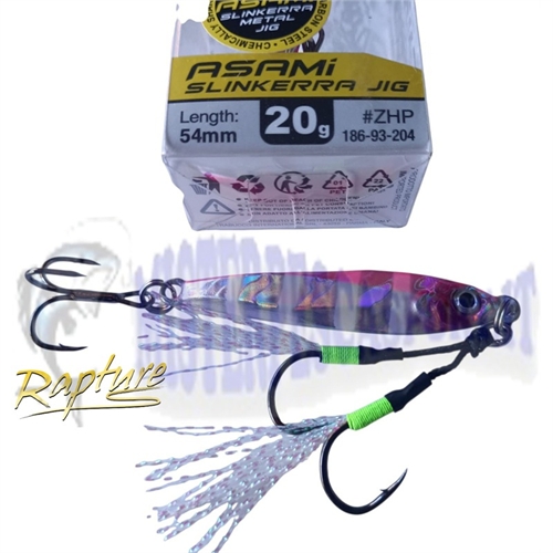 Asami slinkerra metal jig slow fall Rapture 20gr  54,3mm extra glowing colour ZHP pesca a jig alle ricciole, dentici, cernie, su