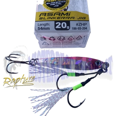Asami slinkerra metal jig slow fall Rapture 20gr  54,3mm extra glowing colour ZHP pesca a jig alle ricciole, dentici, cernie, su