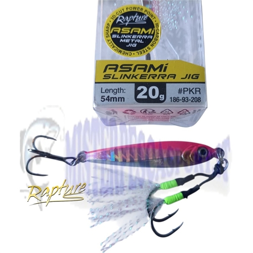 Asami slinkerra metal jig slow fall Rapture 20gr  54,3mm extra glowing colour PKR pesca a jig alle ricciole, dentici, cernie, su