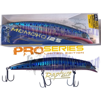 Rapture momoko 125 colore HBM (holo blue mackerel) 15,5gr. slow float seabass darter jerk saltwater series pesca a spinning, tra