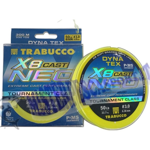 Trecciato Dina Tex X8 cast Neo PE 3.0 diam. 0,30 portata 50lb 22,7kg extreme cast performance super soft per la pesca a spinning