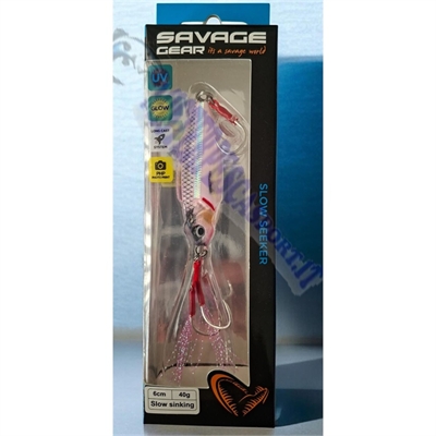 Savage gear slow seeker,40gr pink glow slow seeker slow sinking, savage gear artificiali, esca artificiale