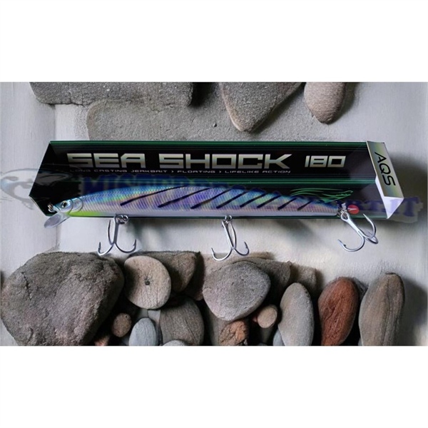 AQS Sea Shock 180 Floating 30g Col. PMT Long Jerk Artificiale Jerkbait per Spinning Mare indicato per insidiare spigole, barracu