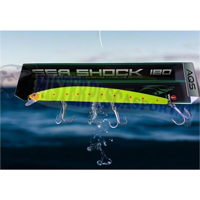 AQS Sea Shock 180 Floating 30g Col. GLL Long Jerk Artificiale Jerkbait per Spinning Mare indicato per insidiare spigole, barracu