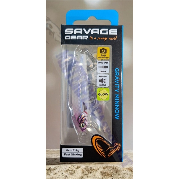 Il Savage Gear Gravity Minnow 6 cm 12 g Fast Sinking col. FS PINK HEAD. Ideale per la pesca spinning in mare.