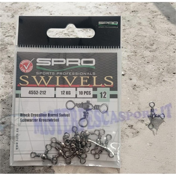 Girella Tripla Spro Black Crossline – Barrel Swivel per Pesca Sportiva size-12