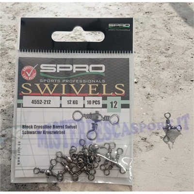Girella Tripla Spro Black Crossline – Barrel Swivel per Pesca Sportiva size-12