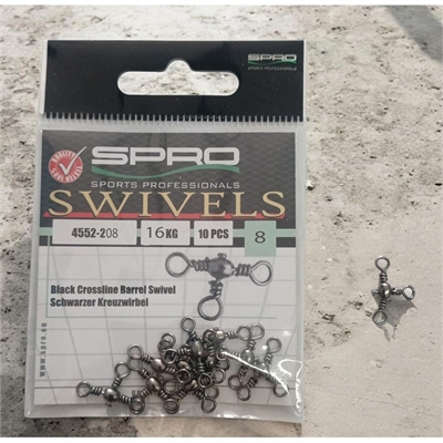 Girella Tripla Spro Black Crossline size 8 – Barrel Swivel per Pesca Sportiva