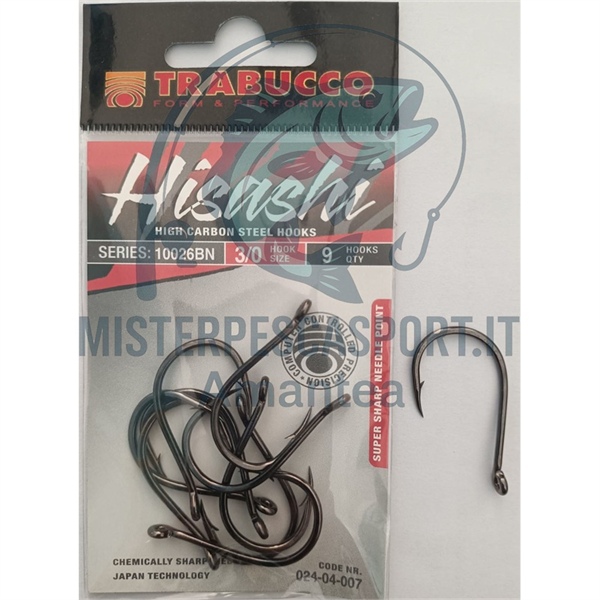 Ami TRABUCCO HISASHI serie 10026BN 3-0 con occhiello per l'innesco del vivo ideale per la traina, per la pesca la pesce serra