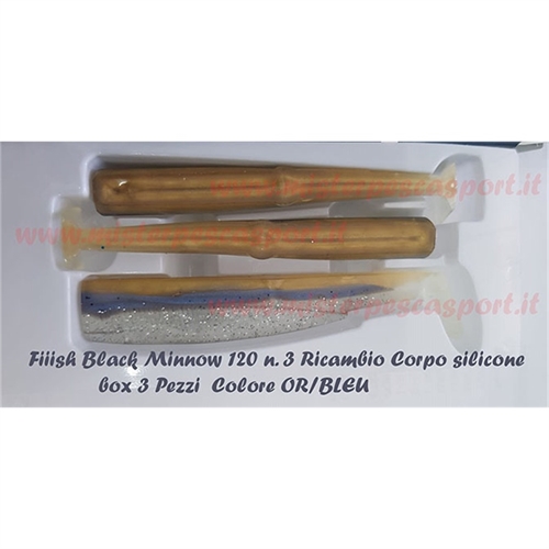 Fiish Black Minnow 120  n.3 Ricambio corpo siliconico box 3 pz Col. OR. BLEU-2 r